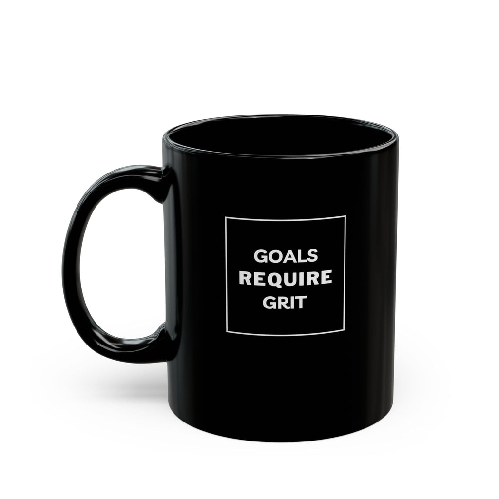 Motivational Morning Black Mug — "Goals Require Grit" Inspirational Coffee Cup