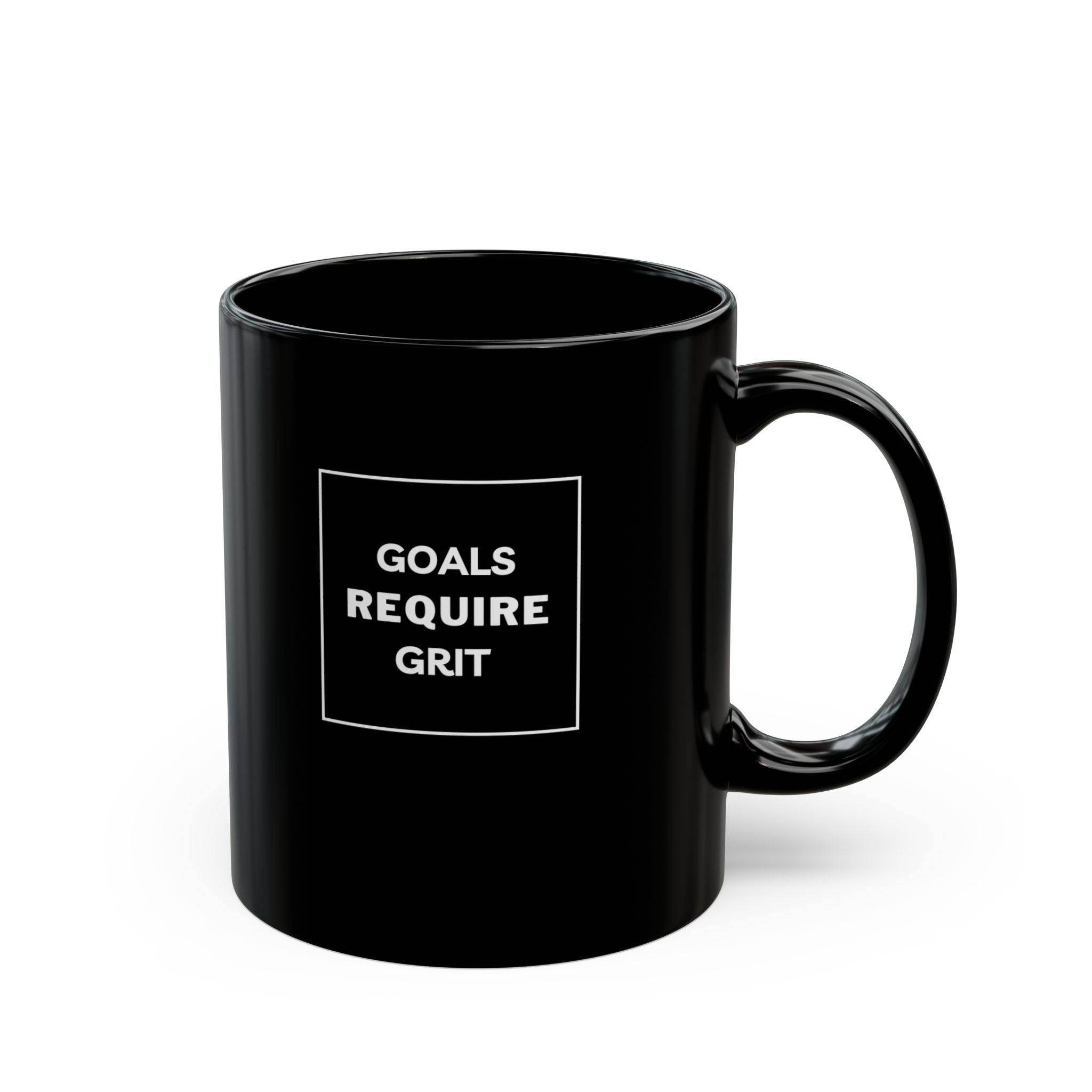 Motivational Morning Black Mug — "Goals Require Grit" Inspirational Coffee Cup